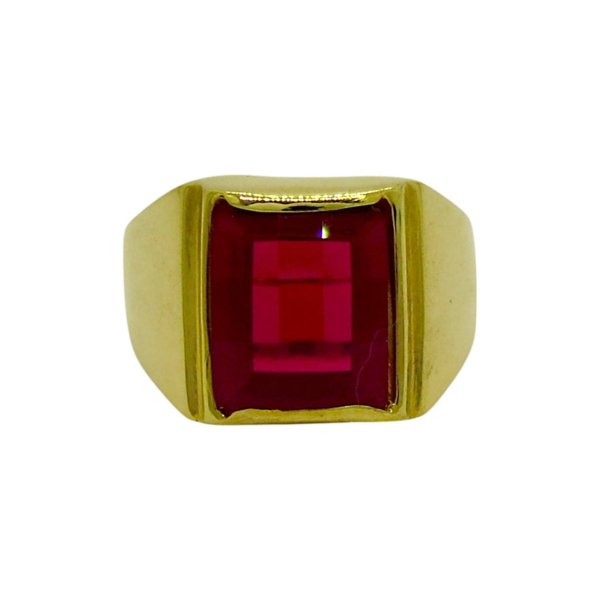Anello uomo pietra rossa in oro giallo 18 ct