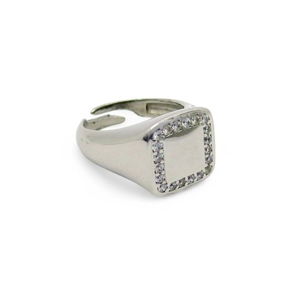 Anello chevalier personalizzabile pietre zirconi in argento 925
