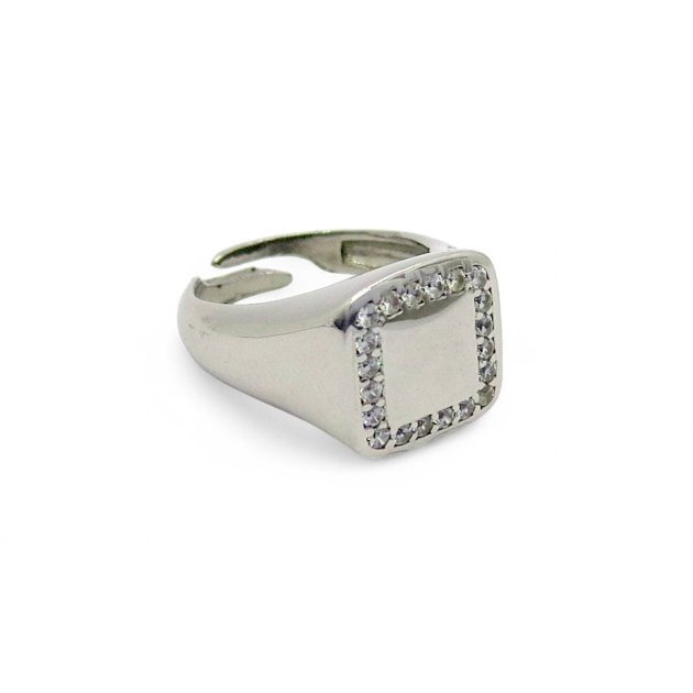 Anello chevalier personalizzabile pietre zirconi in argento 925