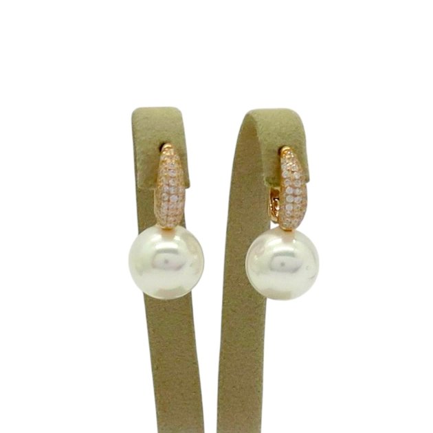 Orecchini pendenti perla in argento placcato oro rosa