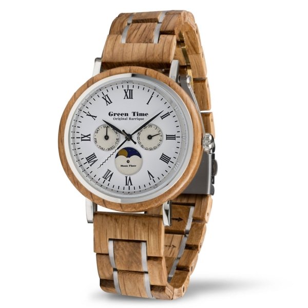 Orologio fasi lunari in legno barrique Green Time