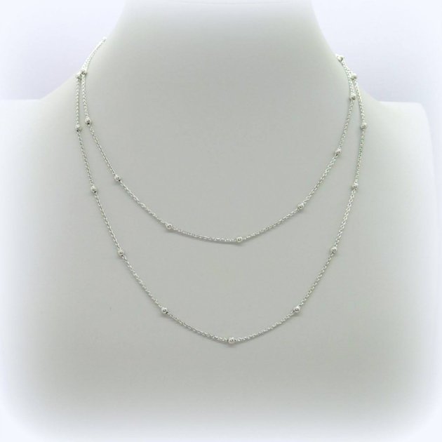 Collana catenina 90 cm sfere in argento 925