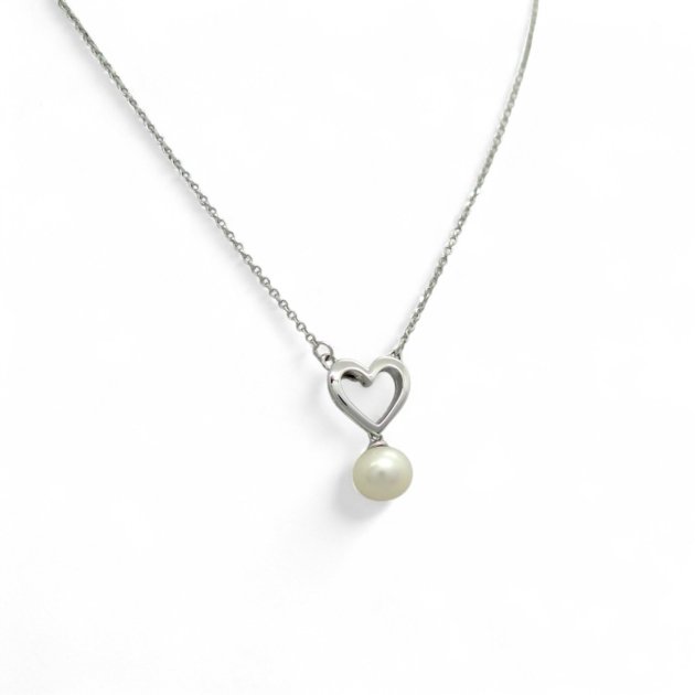 Collana ciondolo cuore e perla osa gioielli
