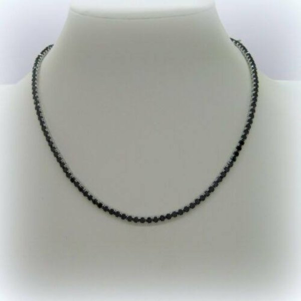 Collana tennis pietre nere rodiato in argento 925