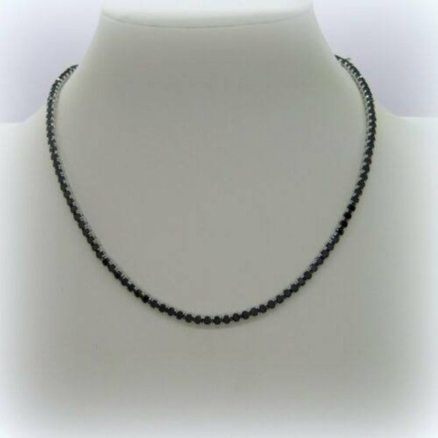Collana tennis pietre nere rodiato in argento 925