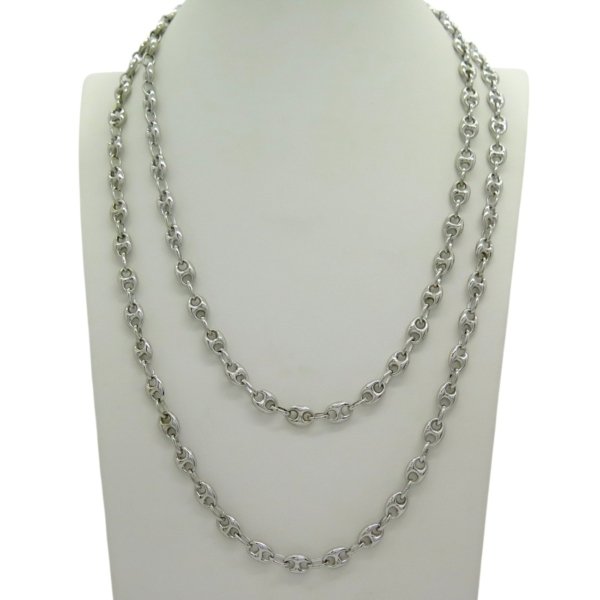 Collana uomo maglia marina in argento 925 rodiato