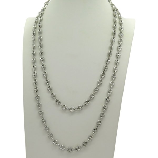 Collana uomo maglia marina in argento 925 rodiato