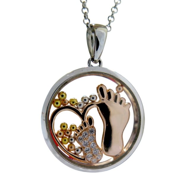 Ciondolo piedini bimbo in argento 925