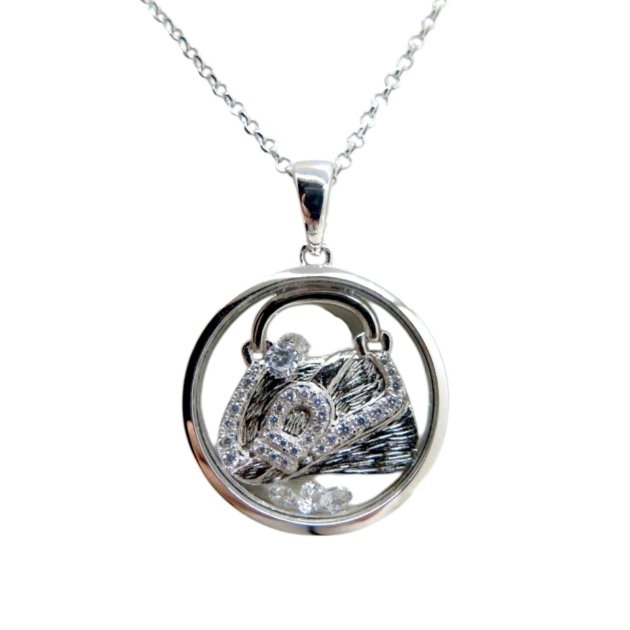 Collana ciondolo borsa donna in argento 925
