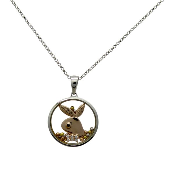 Collana ciondolo coniglietto playboy in argento 925