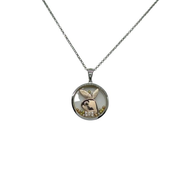 Collana ciondolo coniglietto playboy in argento 925