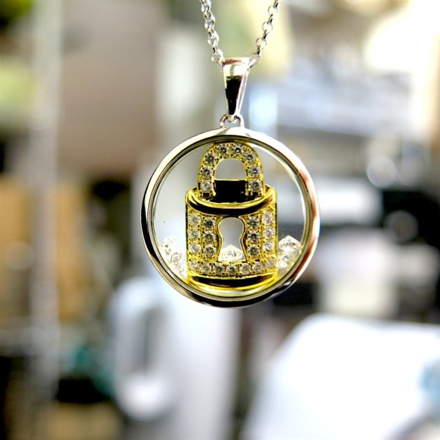 Collana ciondolo lucchetto dorato argento 925