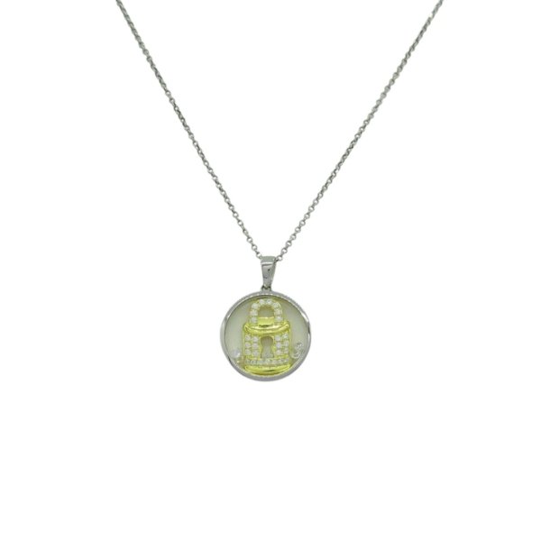 Collana ciondolo lucchetto dorato argento 925