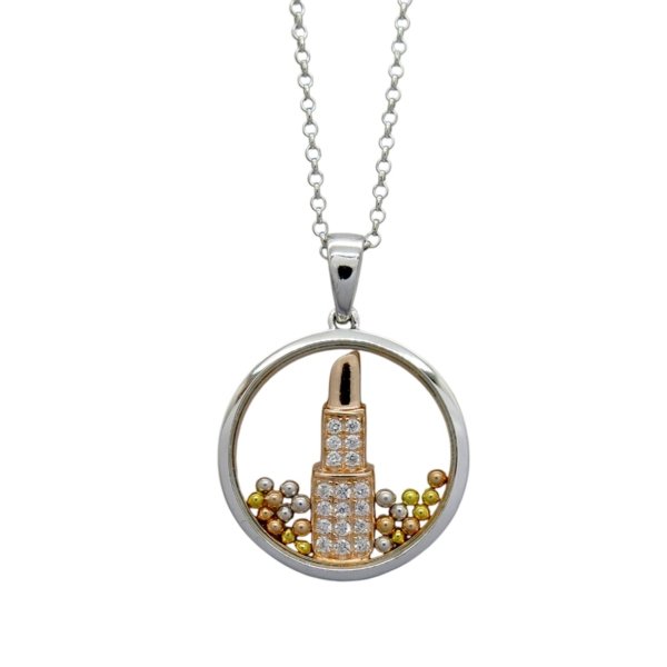 Collana ciondolo rossetto in argento 925
