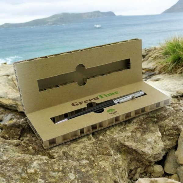 Penna finitura legno black con scatola ecologica Green time ZWP07A