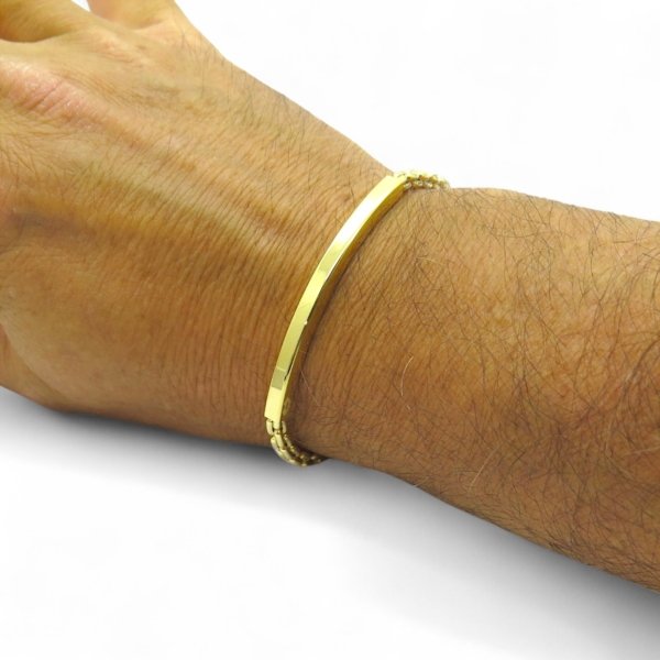 Bracciale in oro giallo 18 ct piastra uomo