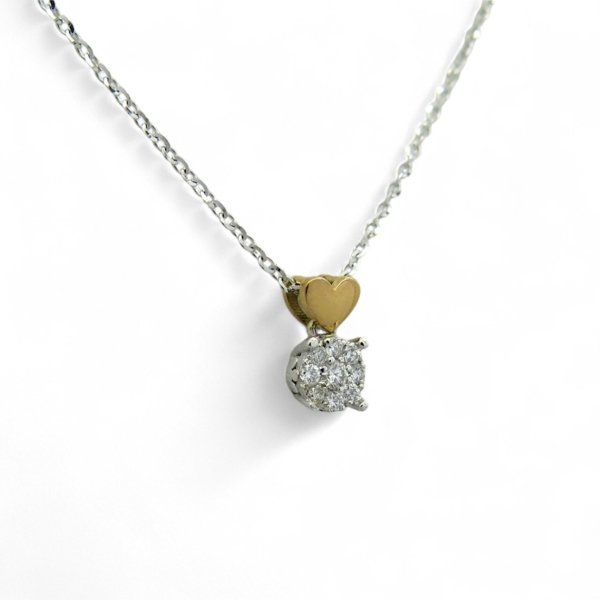 Girocollo punto luce e cuore in oro e diamanti