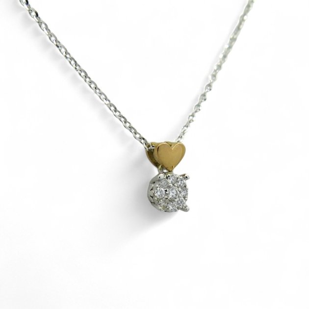 Girocollo punto luce e cuore in oro e diamanti