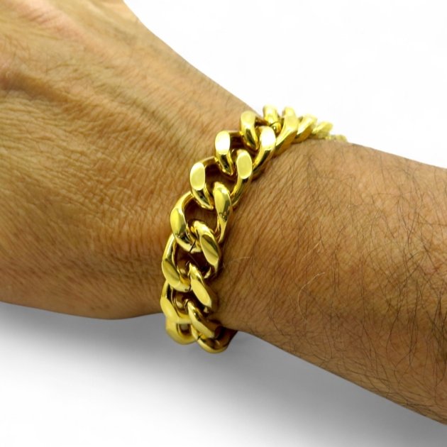 Bracciale in acciaio uomo groumette placcato oro giallo