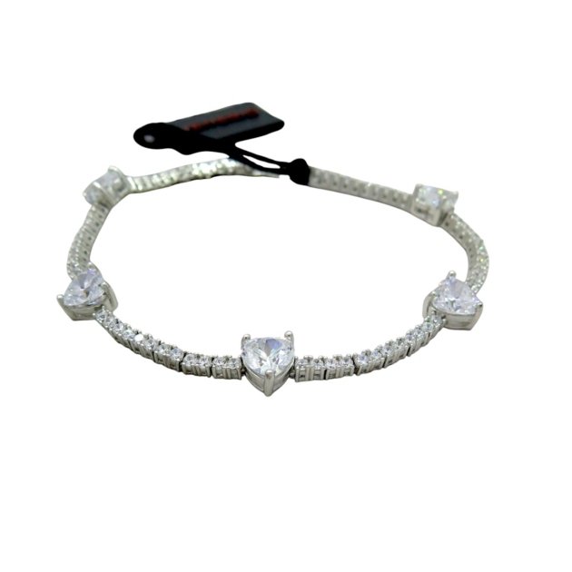 Bracciale tennis cuori bianchi Venerio argento 925