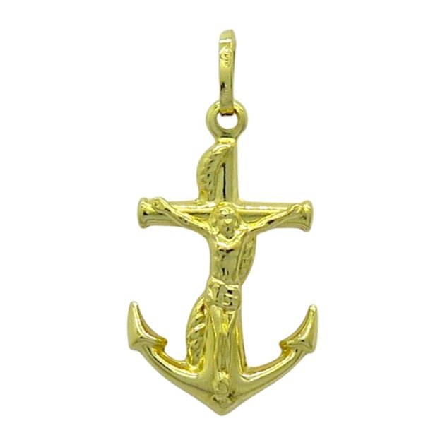 Ciondolo uomo cristo degli abissi ancora in oro giallo 18 ct