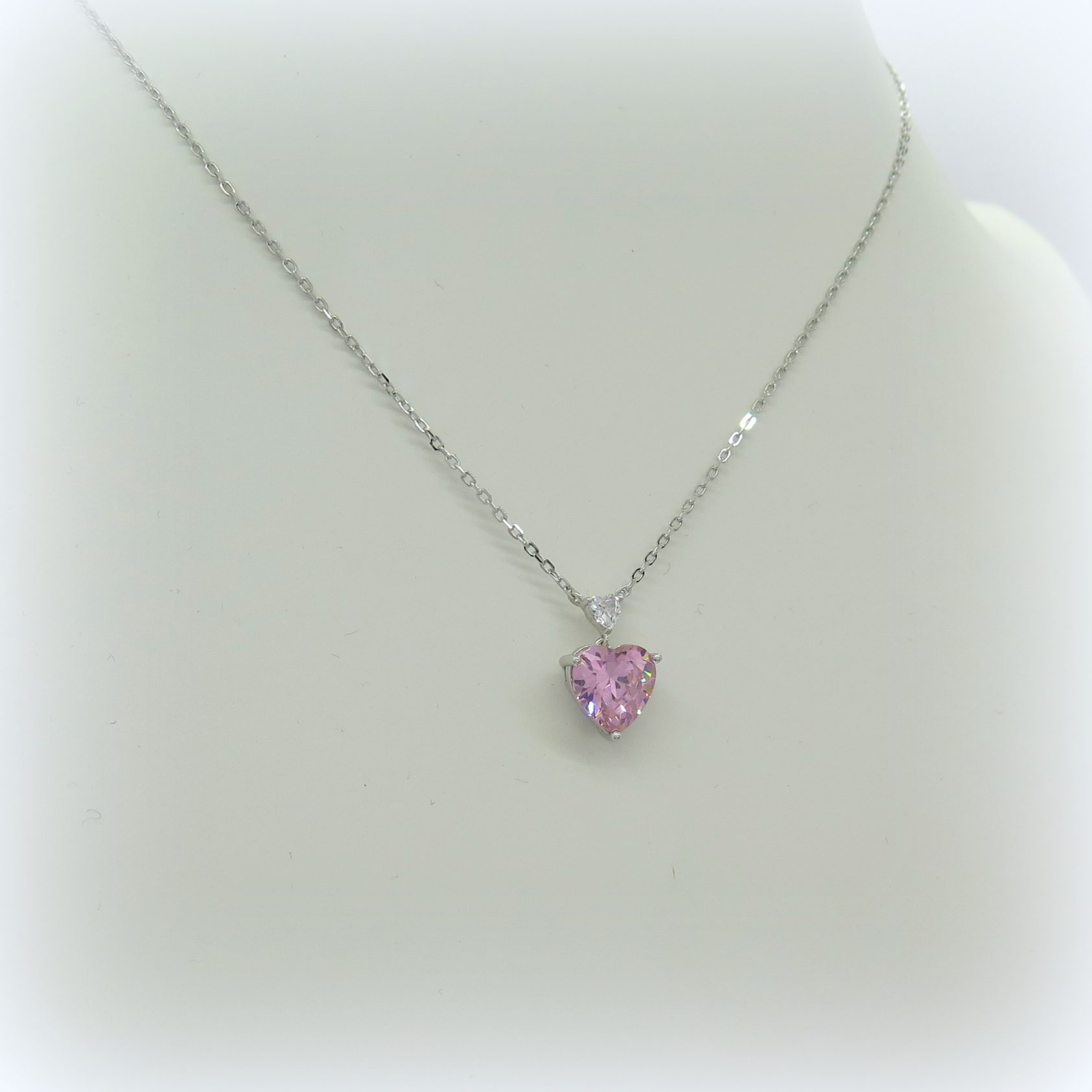 Collana ciondolo cuore rosa in argento 925 - Guasco Gioielleria