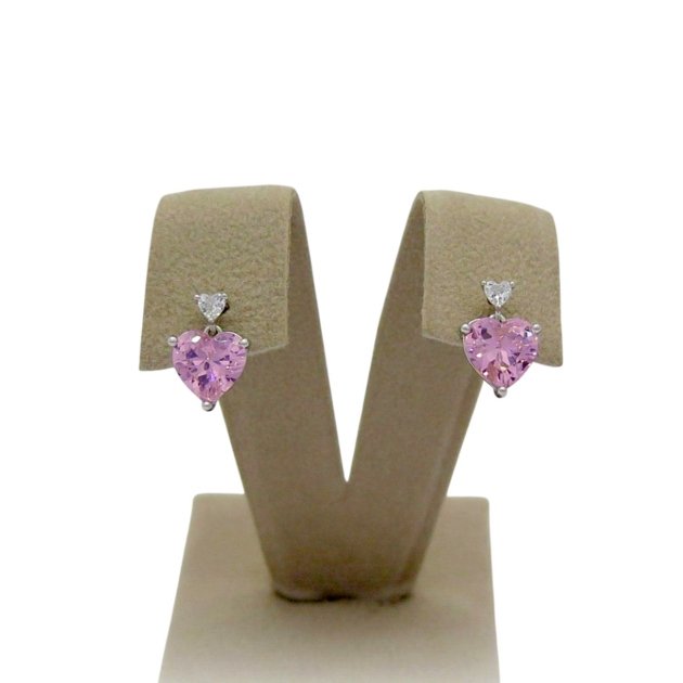 Orecchini cuore rosa in argento 925