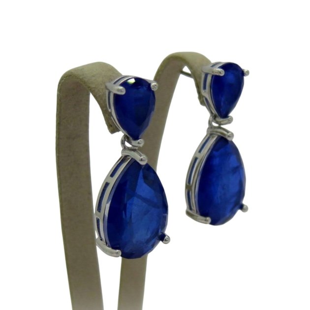 Orecchini pendenti gocce blu in argento 925