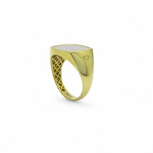Anello scudo uomo in oro 18 ct