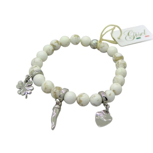 Bracciale elastico portafortuna i fortunelli aulite rodio