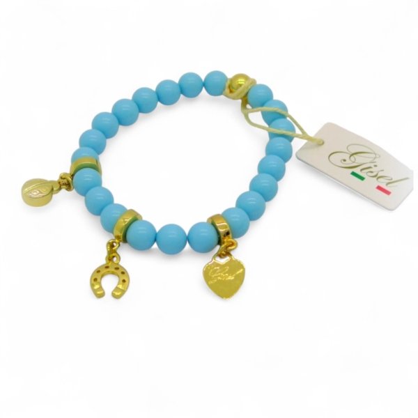 Bracciale elastico turchese portafortuna i fortunelli 