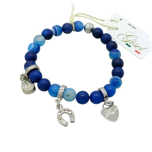 Bracciale portafortuna agata blu charms i fortunelli