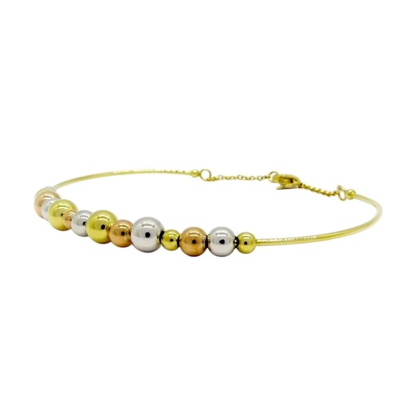 Bracciale rigido sfere in oro tre colori