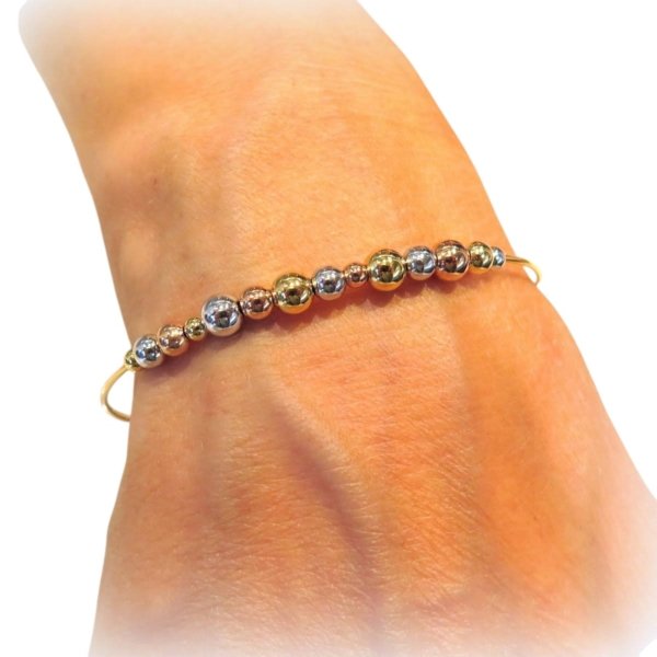 Bracciale rigido sfere in oro tre colori