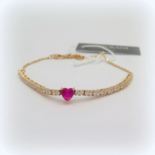 Bracciale tennis cuore fucsia Sovrani Argento 925