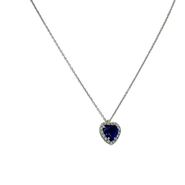 Collana ciondolo cuore blu argento 925