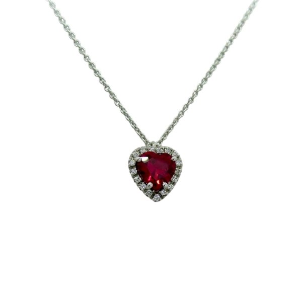 Collana ciondolo cuore rosso argento 925