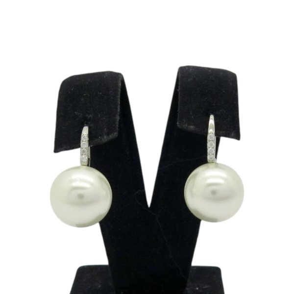 orecchini pendenti perla e zirconi in argento 925
