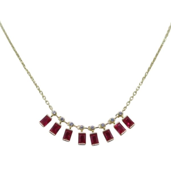 Collana moda baguette rosso