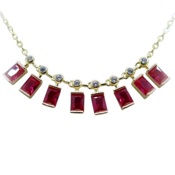 Collana moda baguette rosso