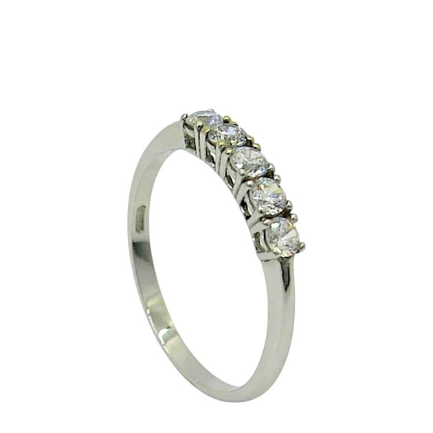 Anello riviera 5 pietre in oro bianco 18 ct
