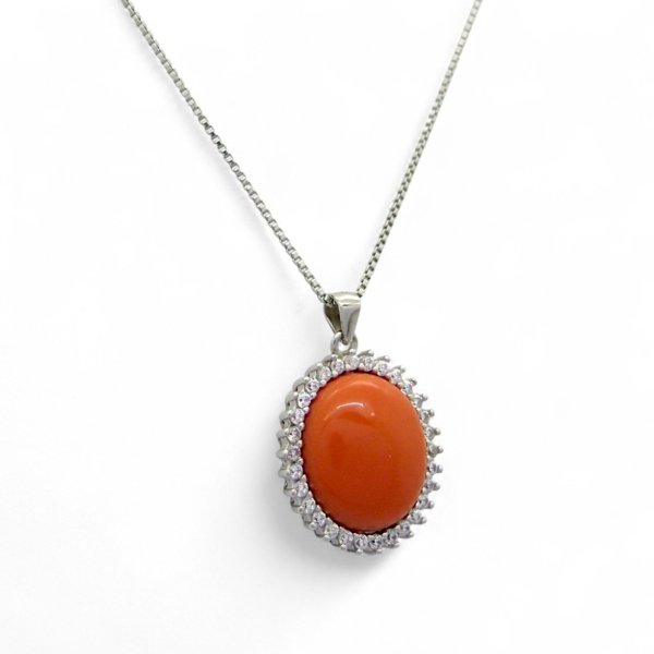 Collana pasta di corallo in argento 925