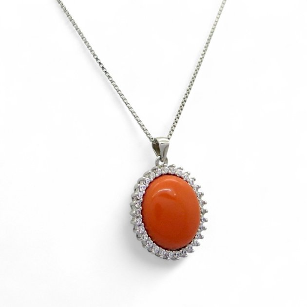 Collana pasta di corallo in argento 925
