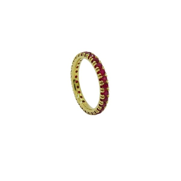 Anello fedina circolare rubini oro giallo 18 ct