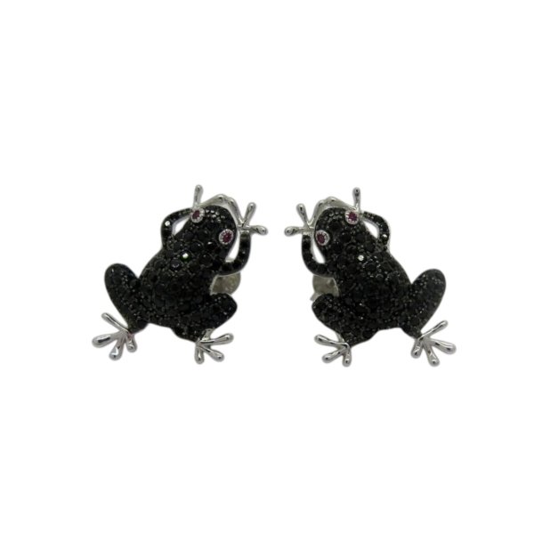 Orecchini rana nera in argento 925