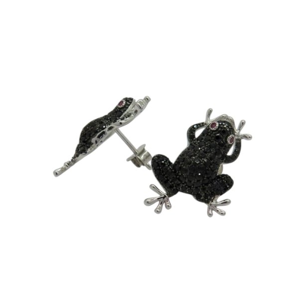 Orecchini rana nera in argento 925