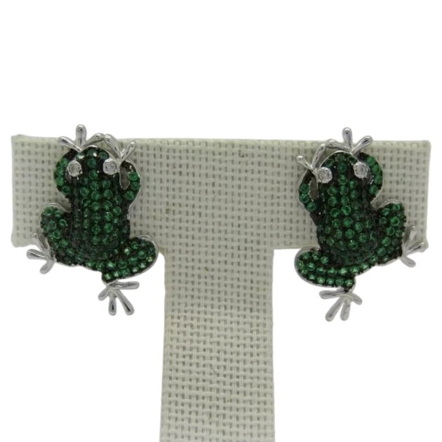 Orecchini rana verde in argento 925