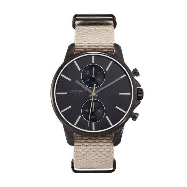 Orologio cassa nera cronografo cinturino nato