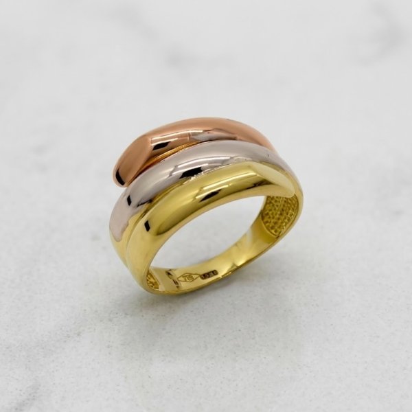 Anello fascia tre colori in oro 18 ct