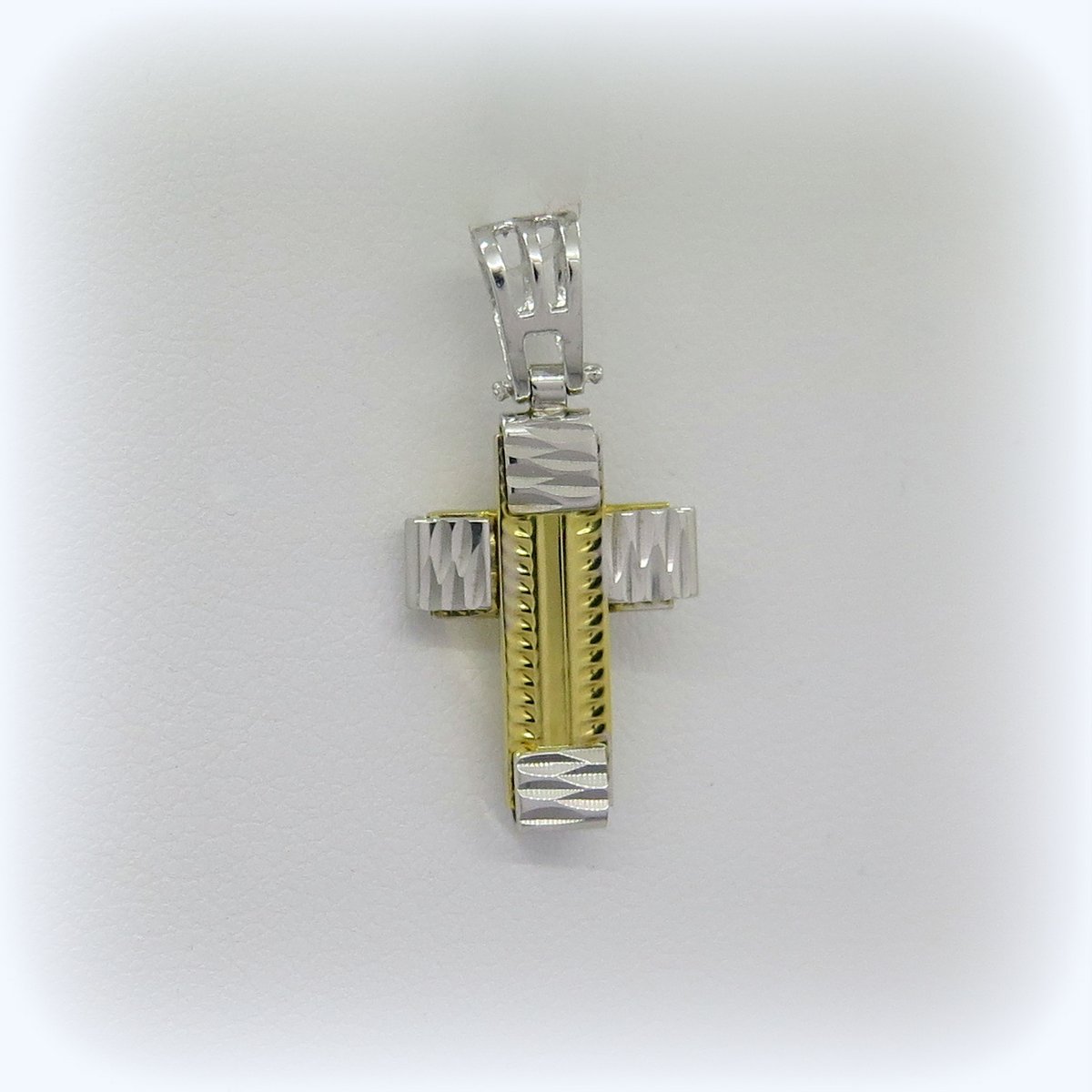 (image for) Ciondolo Croce in oro diamantato bianco e giallo 18 ct